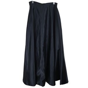 Lan Ting Black Satin Midi Maxi Skirt Women A Line Witchy Formal Party Bridesmaid